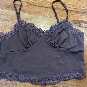Brown lace tank